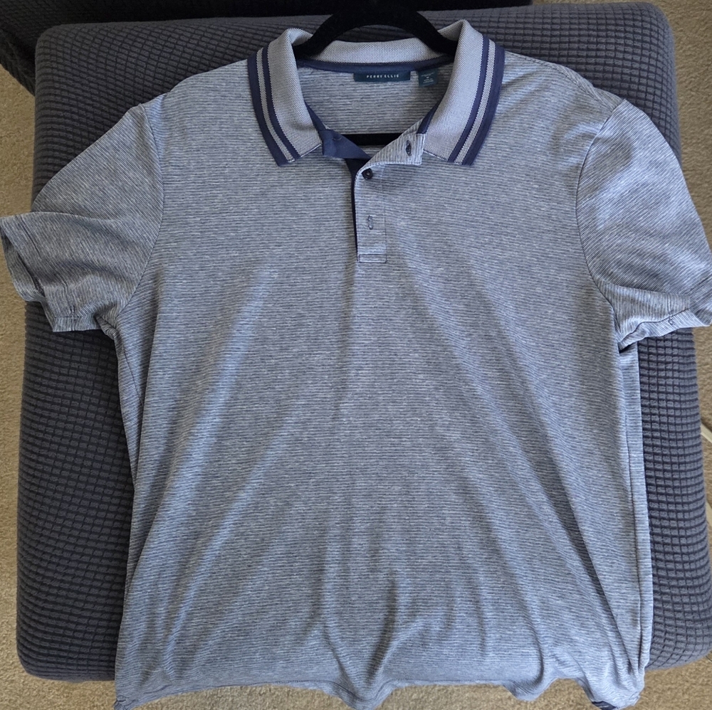 Perry Ellis Light Blue Polo Shirt Size Medium
